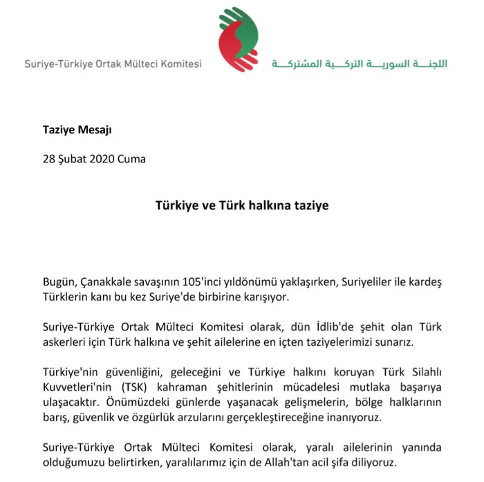 Suriyeli muhaliflerden Türkiye’ye taziye mesajı