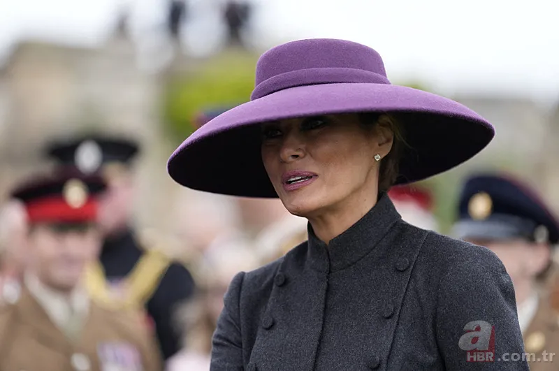 İngiltere ziyaretinde Melania Trump'tan dikkat çeken mesaj! Şapkasıyla verdi 7