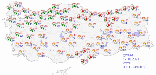 1634397628037.png Meteoroloji'den üst üste son dakika uyarısı! Şiddetini artırarak devam edecek! Soğuk hava ve yağış... - 6