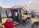Fazla para istediği iddia edilen taksicinin demir sopa ile yabancı uyruklu müşteriye tehdidi kamerada