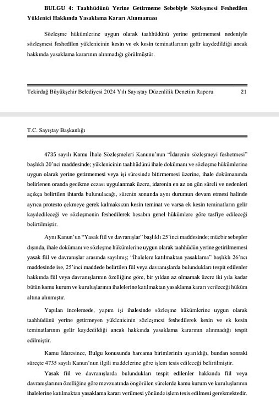 chpli-tekirdag-buyuksehir-belediyesinde-19-usulsuzluk-1764589640286.jpeg Sayıştay’ın CHP yönetimindeki Tekirdağ Büyükşehir Belediyesi için hazırladığı 2024 yılı düzenlilik denetimi raporu (İHA)