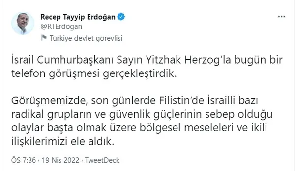 Son dakika: Gündem Mescid-i Aksa! Başkan Erdoğan ve İsrail Cumhurbaşkanı Hertzog arasında kritik görüşme - 1
