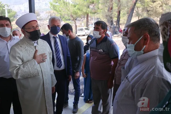 Diyanet İşleri Başkanı Erbaş’tan orman yangınında hayatını kaybeden çiftin yakınlarına taziye ziyareti