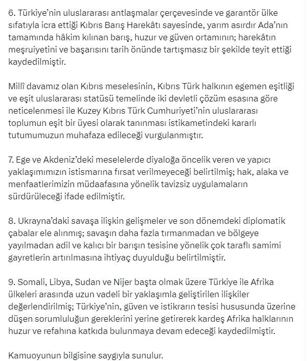 9 maddelik MGK bildirisi açıklandı! Terörle mücadele vurgusu: Suriye terörden arındırılmalı | Gazze mesajı: İsrail durdurulmalı