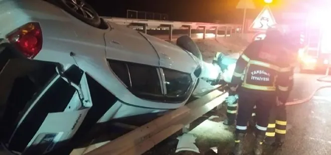 Direksiyon hakimiyetini kaybeden sürücü su kanalına devrildi