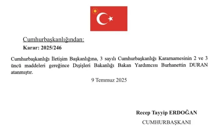 İletişim Başkanlığı’nda görev değişimi! Burhanettin Duran atandı