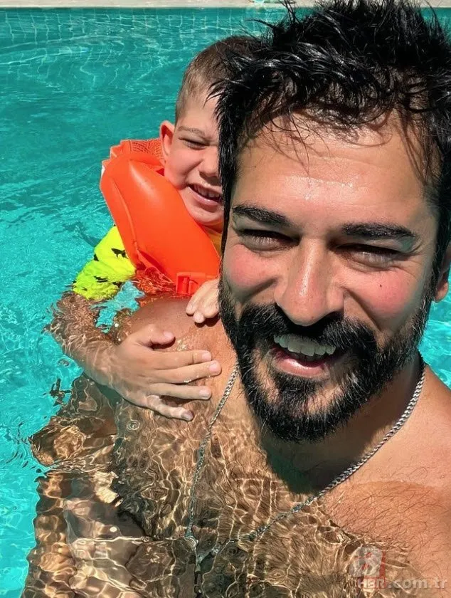 Kuruluş Osman’ın yıldızı Burak Özçivit ve oğlu Karan’ın havuz keyfi sosyal medyayı salladı! “Maşallah size”