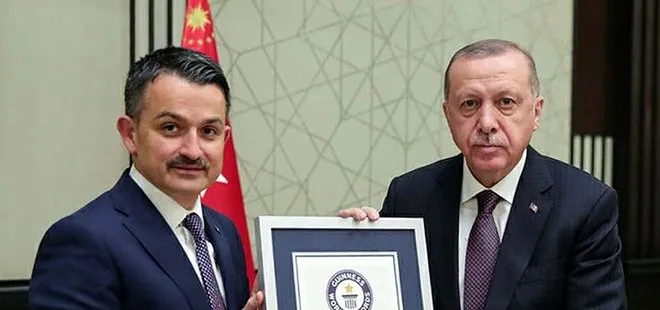 Başkan Erdoğan’a en fazla fidan dikme rekoru belgesi takdim edildi