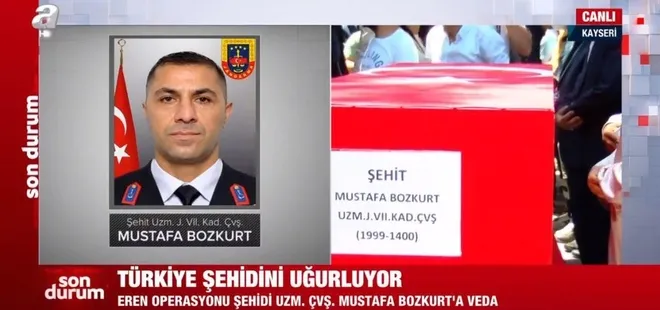 Şehit Uzman Çavuş Bozkurt'a veda!