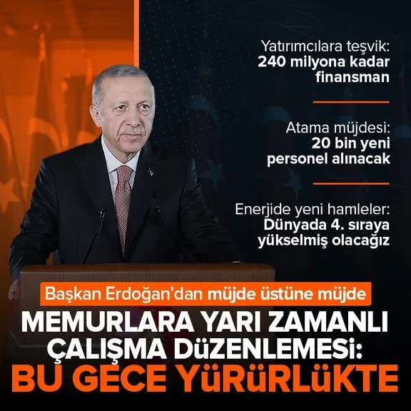 Başkan Erdoğan’dan Kabine sonrası müjdeler: Memura yarı zamanlı çalışma, yatırımcıya teşvik, 20 bin yeni atama