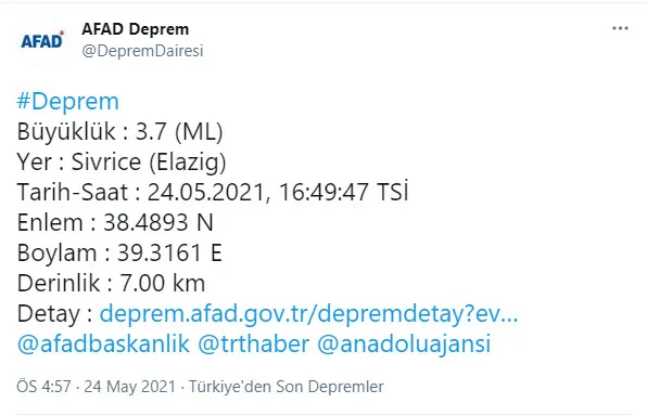 Son dakika | Elazığ'da korkutan deprem! AFAD-Kandilli son depremler - 1
