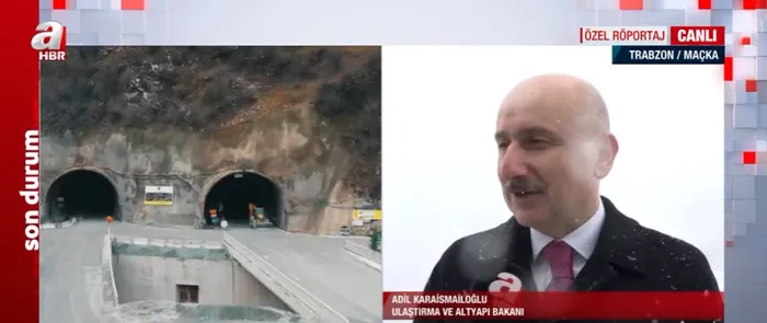 Yeni Zigana Tüneli’nde ilk ışık göründü! Ulaştırma ve Altyapı Bakanı Adil Karaismailoğlu A Haber’de