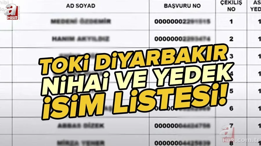 TOKİ DİYARBAKIR KURA SONUÇLARI | TOKİ Diyarbakır NİHAİ ve Yedek İSİM LİSTESİ! Kulp, Ergani, Bismil, Çermik, Silvan... 2+1, 3+1 ev kura çekimi 1
