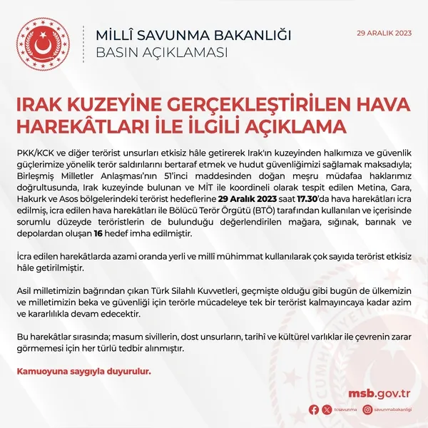 Son dakika: TSK ve MİT'ten Irak’ın kuzeyine operasyon: 4 noktada 16 hedef imha edildi - 5