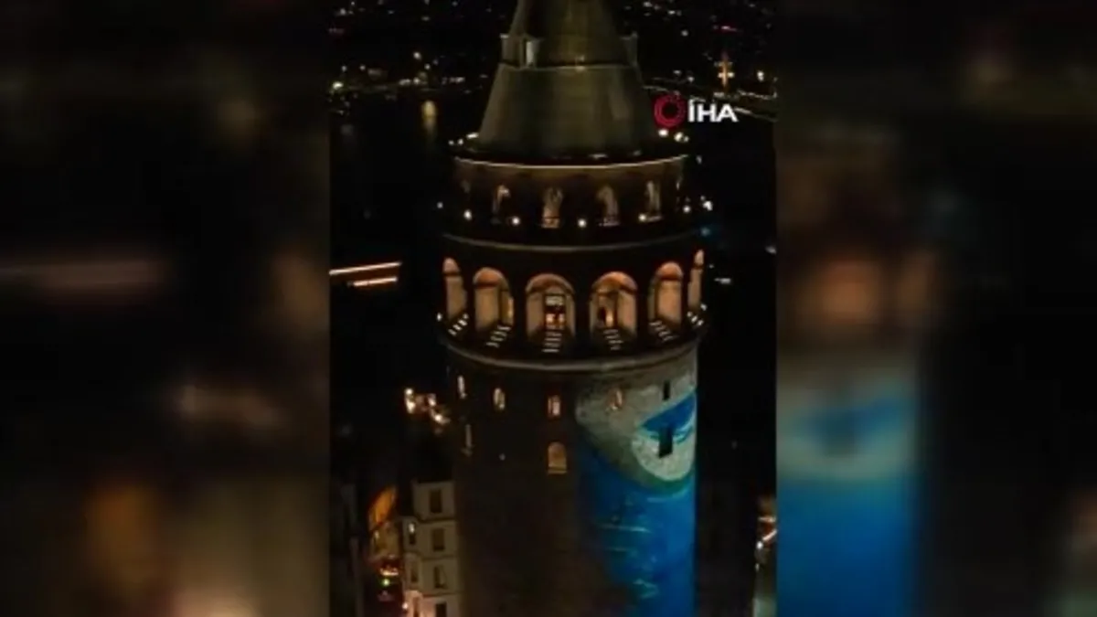Galata Kulesi'nde "Sürdürülebilir Gelecek" için çevre temalı görseller yansıtıldı