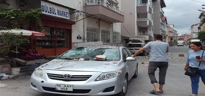 Samsun’da balkon çöktü, park halindeki otomobillerde hasar oluştu