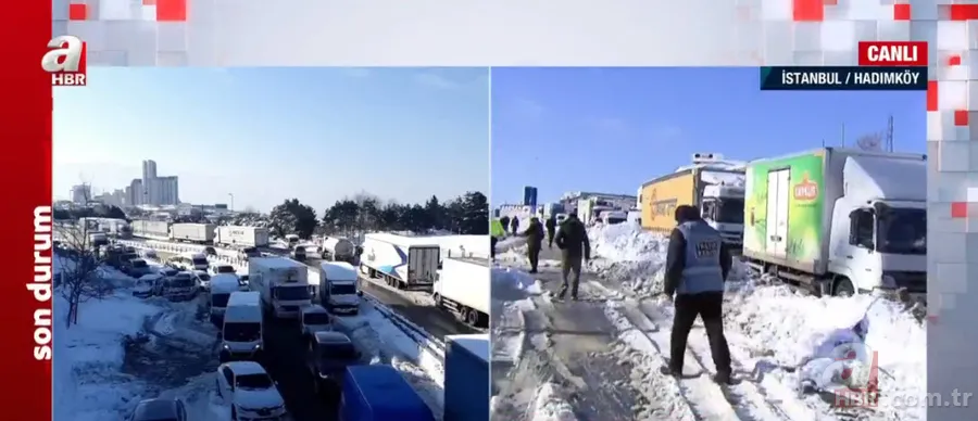 İstanbul'da sürücülerin kar çilesi sürüyor: Hadımköy'deki trafik yoğunluğu havadan görüntülendi! Kilometrelerce araç kuyruğu oluştu 11