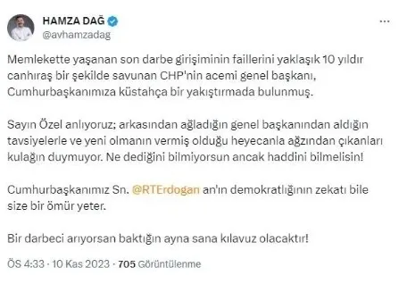 1699627828250.jpg Özgür Özel'in Başkan Erdoğan'a yönelik küstah sözlerine AK Parti'den çok sert tepki: Darbeci arıyorsan aynaya bak! - 6