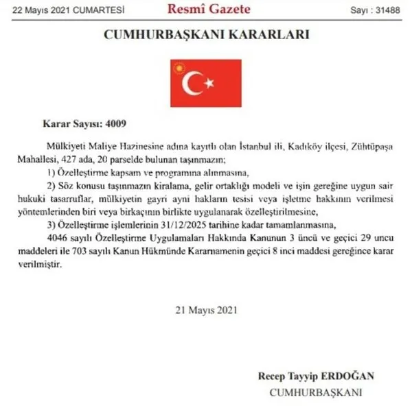 Fenerbahçe Yat Limanı’ndaki Kalamış Yelken Kulübü’nün alanı özelleştirilecek! Cumhurbaşkanı kararıyla Resmi Gazete’de yayımlandı