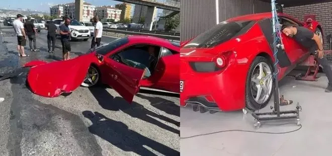 Hayatının en pahalı kazası! Tamir ettiği Ferrari takla attı
