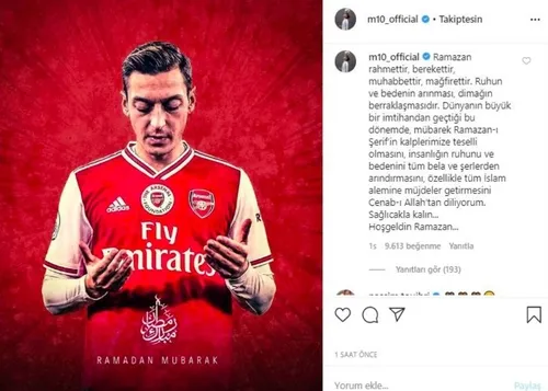 Mesut Özil’in Ramazan ayı paylaşımları büyük beğeni topladı