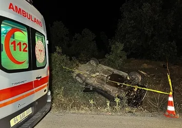 Uşak'ta şarampole uçan araçtan acı haber: 1 ölü, 2 yaralı