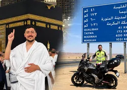 Motosikletiyle umreye gitti! Amasyalı genç: Suudiler Cumhurbaşkanımız için dua ediyor