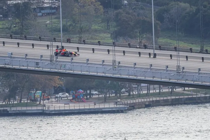 15 Temmuz Şehitler Köprüsü’nde Formula 1 tanıtım çekimleri havadan görüntülendi