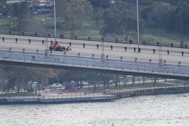 15 Temmuz Şehitler Köprüsü'nde Formula 1 tanıtım çekimleri havadan görüntülendi
