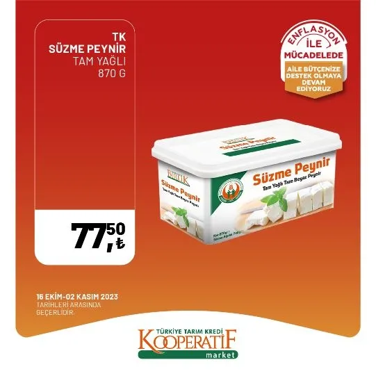 Tarım Kredi Market 30 Ekim indirim kataloğu! Kuru Soğan 5,90 TL, Salatalık 9,75 TL, Limon 10,90 TL, Yerli muz 28,90 TL, Mandalina 12,50 TL satışta…