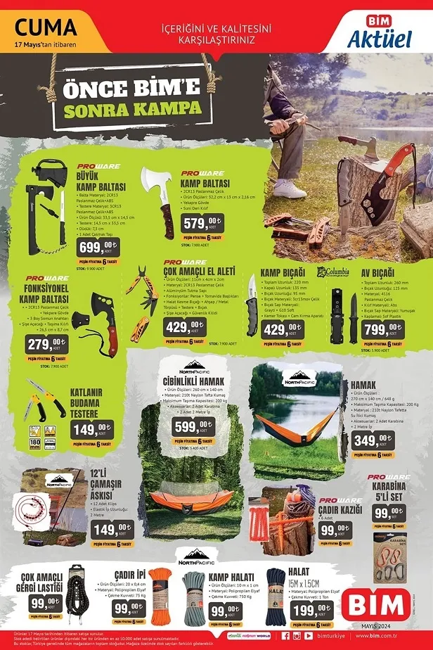 BİM 20 Mayıs aktüel ürünler kataloğu yayınladı! Katlanır sandalye ve masa, protatip kamp ocağı, katlanabilir matara ve su deposu uyguna satışta…