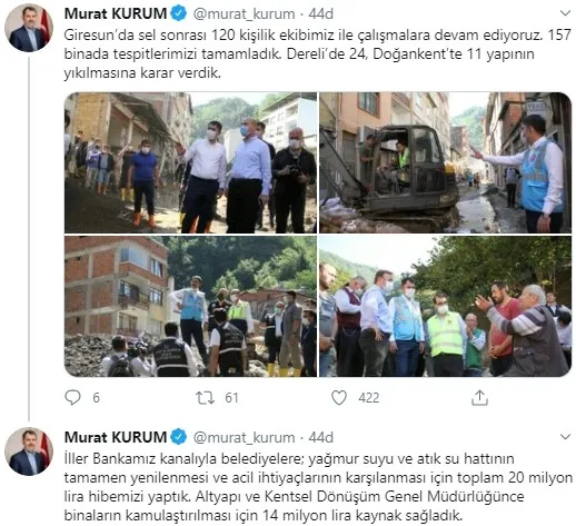 Bakan Murat Kurum'dan Giresun açıklaması: 20 milyon lira hibemizi yaptık - 1