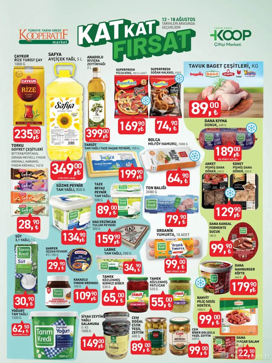 13-18 Ağustos Tarım Kredi Kooperatifi kampanyası: Zeytinyağı, tavuk baget çeşitleri, dana kıyma ve daha birçok üründe özel fiyatlar 18