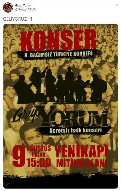 DHKP-C’nin kontrolündeki Grup Yorum’dan korsan konser provokasyonu