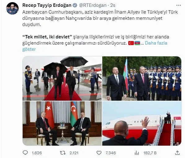 İlham Aliyev Başkan Erdoğan’ı Nahçıvan’dan el sallayarak uğurladı!