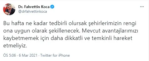 Son dakika: Sağlık Bakanı Fahrettin Koca Twitter’dan paylaştı! İşte il il haftalık vaka sayıları
