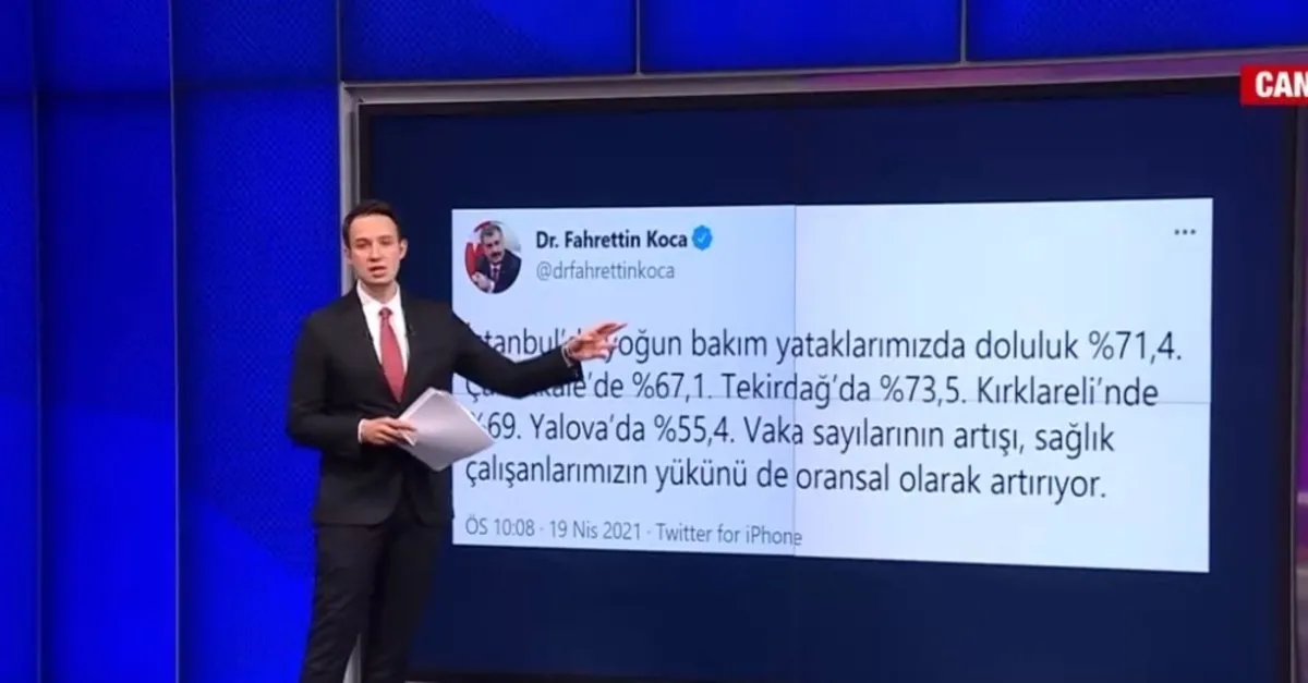 Bakan Fahrettin Koca paylaştı! İşte en çok Kovid-19 vakası görülen 5 ildeki yoğun bakım doluluk oranları