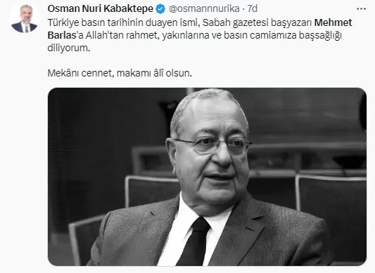 Sabah Gazetesi Başyazarı Mehmet Barlas 81 yaşında hayatını kaybetti