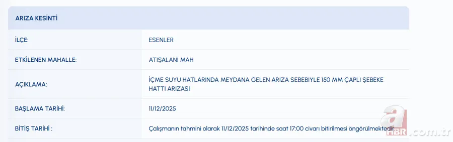 İSKİ su kesintisi 11 Aralık 2025 | İstanbul’da sular ne zaman gelecek? 7