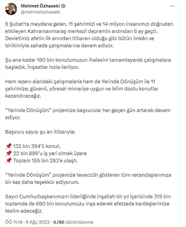 1691312272496.jpg Deprem bölgesi 'Yerinde Dönüşüm' projesinde başvuru sayısı ne kadar oldu? Bakan Özhaseki son durumu paylaştı - 4
