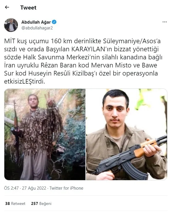 Son dakika | MİT’ten nokta operasyonu! 2 terörist etkisiz hale getirildi