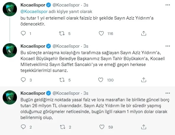 Aziz Yıldırım'dan Kocaelispor'a büyük jest! Tek kalemde sildi - 2