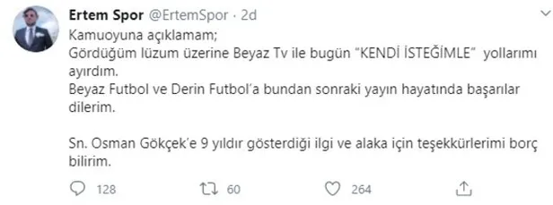 Ertem Şener istifa mı etti? Ertem Şener Beyaz Futbol’dan ayrıldı mı, neden?