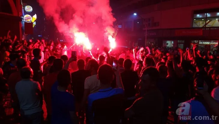 Trabzonspor’un Galatasaray zaferi meşalelerle kutlandı