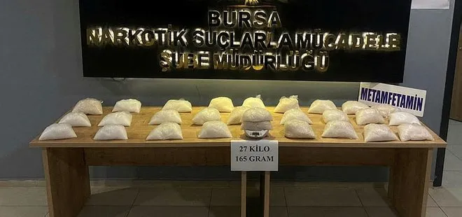 Bursa’da uyuşturucuya dev darbe: 27 kilo 165 gram metamfetamin ele geçirildi