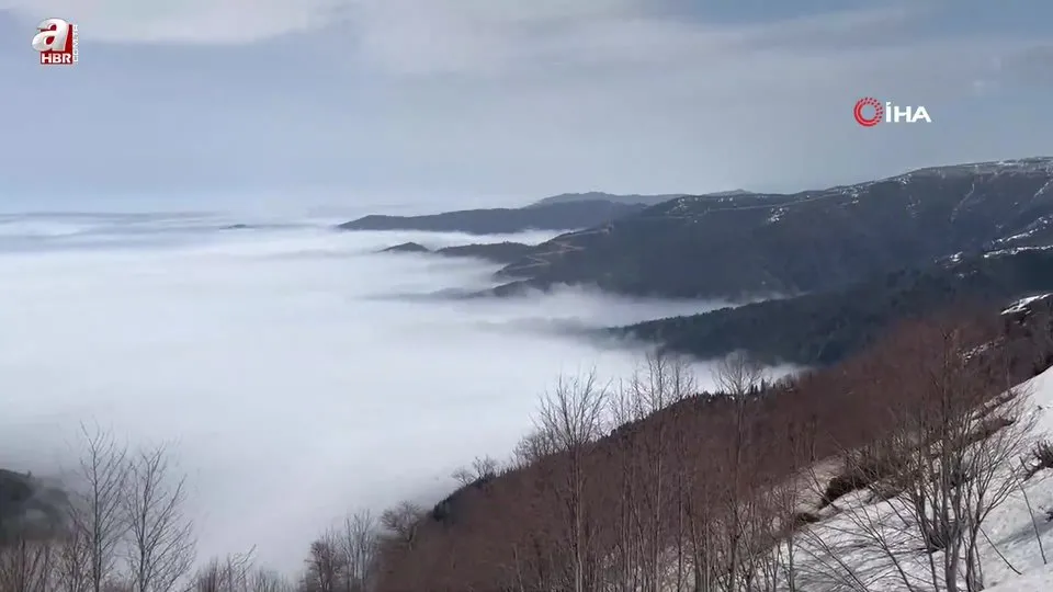 Handüzü Yaylası’nda sis denizi görenleri mest etti
