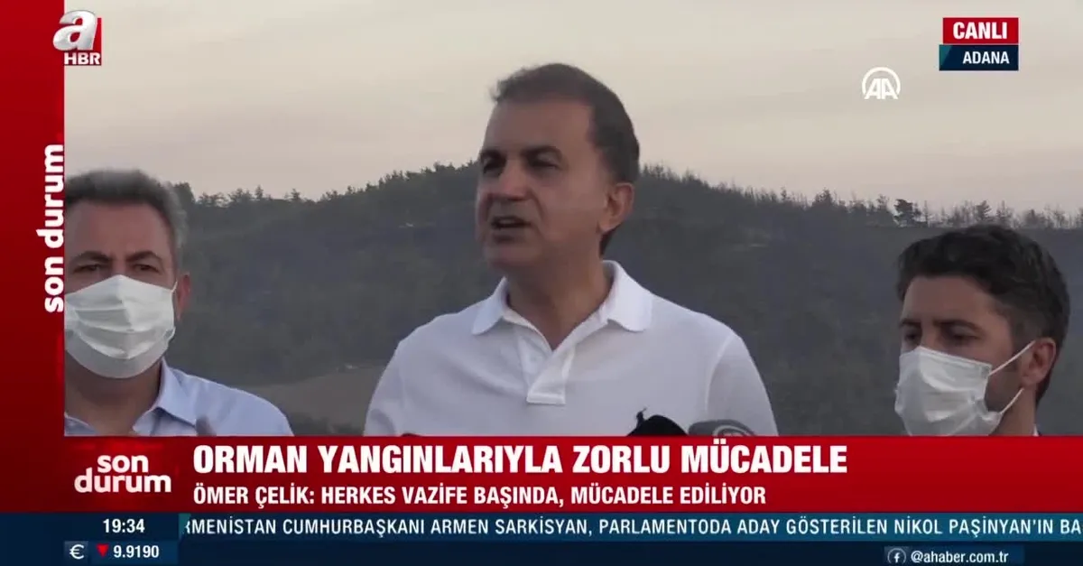 Ömer Çelik Adana'da yangına ilişkin değerlendirmelerde bulundu