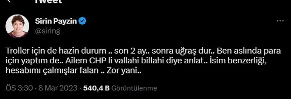 CHP yandaşı Şirin Payzın’dan AK Parti seçmenine tehdit: Son 2 ay