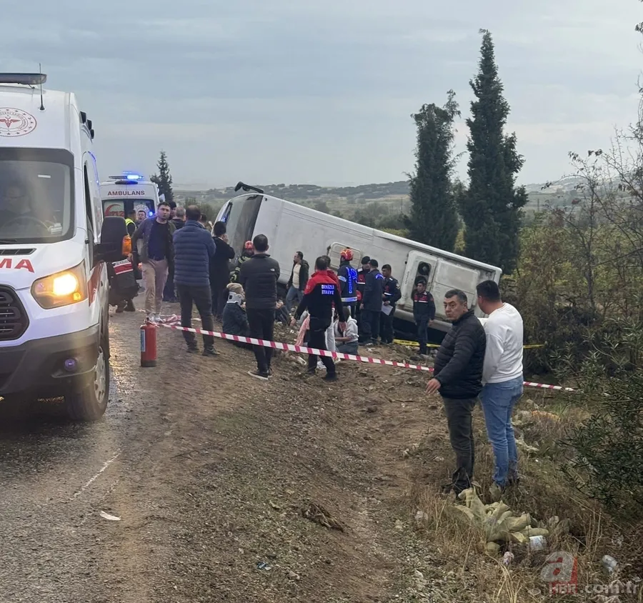 Denizli'de facia gibi kaza! Tur otobüsü şarampole yuvarlandı: 2 ölü 5 yaralı 2