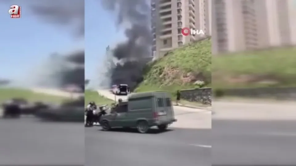 Ankara’da bir cip alev alev yandı